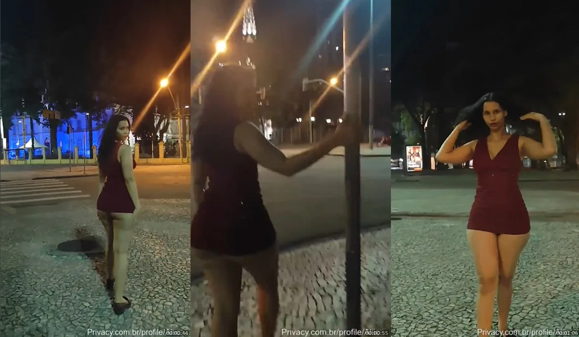 Aliic com vestido sem calcinha no meio da rua