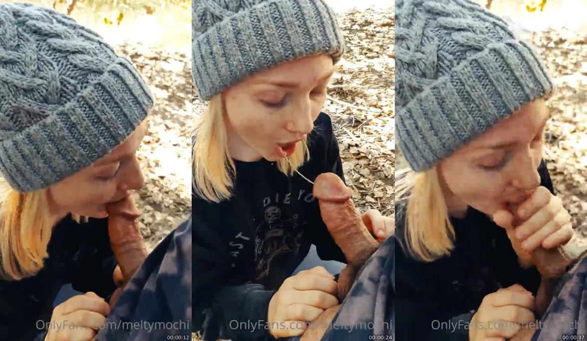 Melty Mochi chupando rola ganhando porra na boca